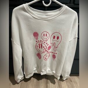 SHEIN White Sweater with Pink Graphics